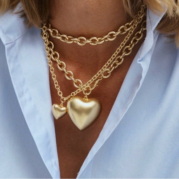Roxanne Assoulin SMALL Gold Puffy Heart Necklace - Picture 1 of 5